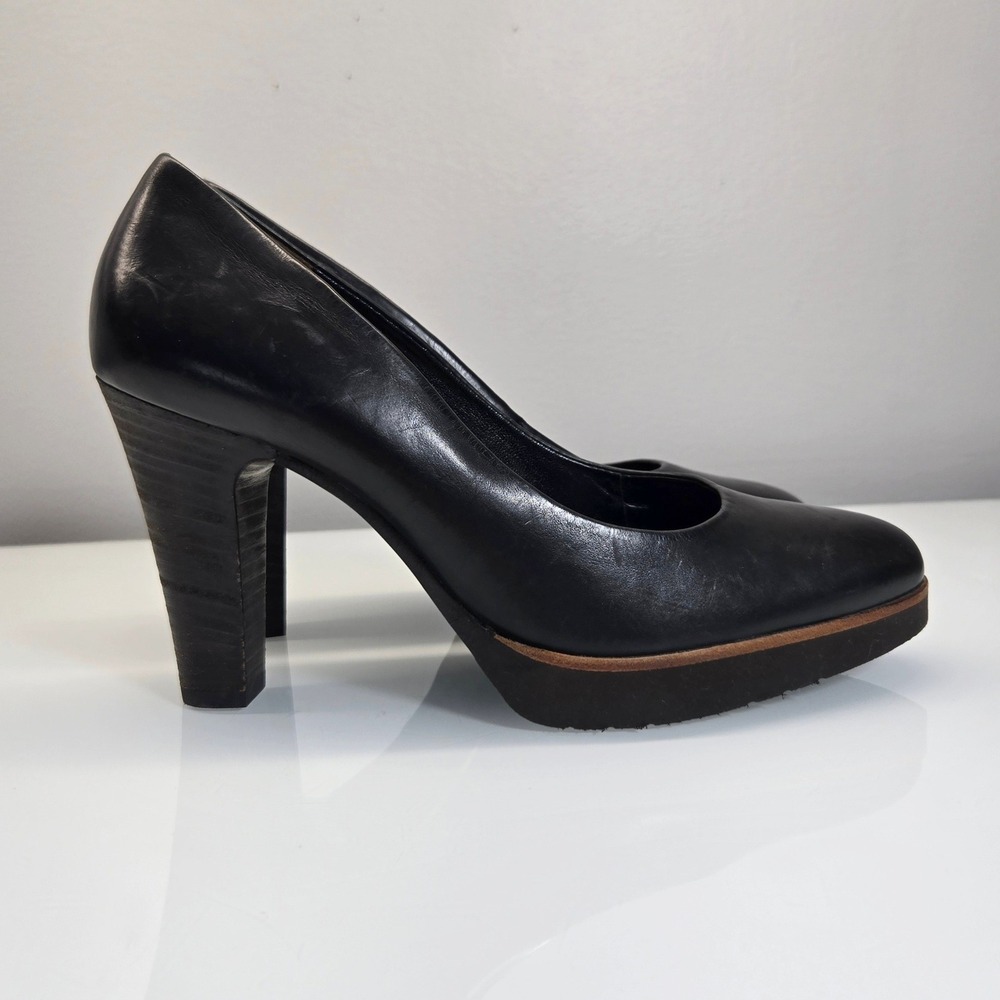 Paul Green Black Leather Pump Heels UK 6.5 US 9 Platform Career Office Austria